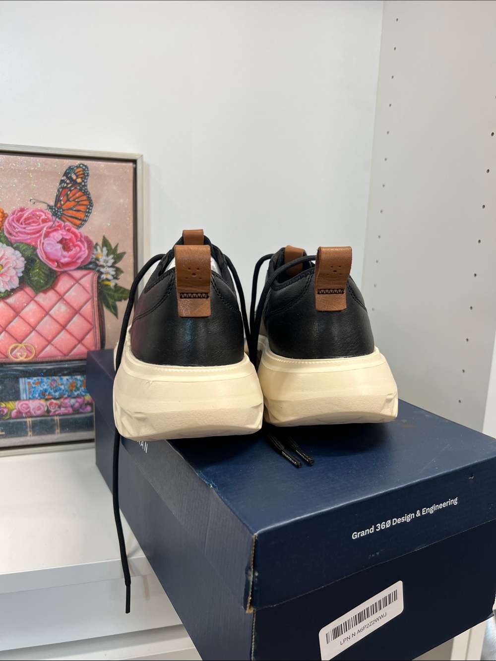 🔥🔥 Cole Haan Men Black Leather Sneakers size 10.5 - Picture 8 of 9